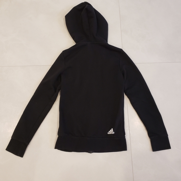 Adidas Women's Essential Linear Hoodie Track Jacket Black - Picture 5 of 5